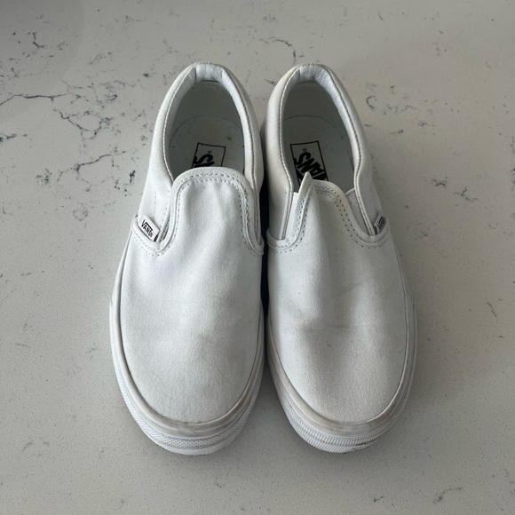 Vans White Canvas Slip-On Sneakers - Picture 1 of 6
